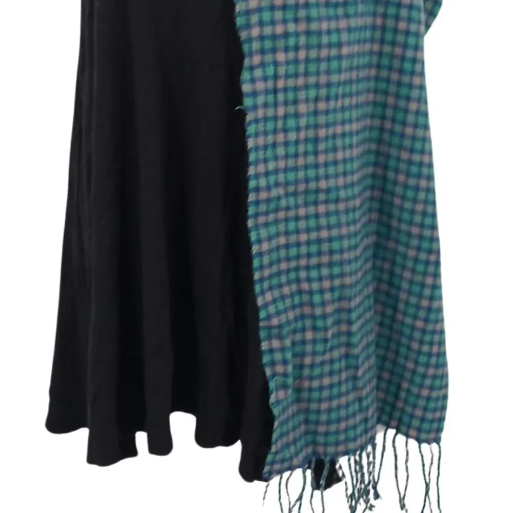 J.Crew Blue Plaid Wool Blend Fringe Scarf